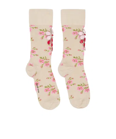 Simone Rocha Jacquard Decorative Socks In Neutral