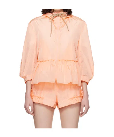 Simone Rocha Orange Ruffle Frill Peplum Jacket In Pink
