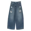 Simone Rocha Distressed Wide Leg Puddle Jeans In Blue