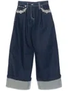 Simone Rocha Crystal-embellished Jeans In Indigo Clear