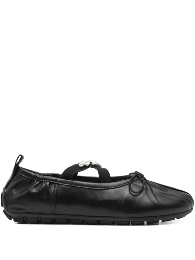 Simone Rocha Jewel-embellished Leather Ballet Flats In Black