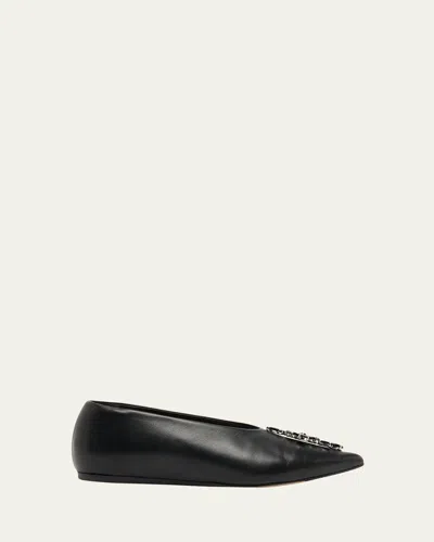 Simone Rocha Black Embellished Pointed Toe Ballerina Flats In Black Jet