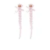 Simone Rocha Petite Bow Drip Crystal Earrings In Pink