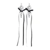 Simone Rocha Long Crystal Crest Bow Earrings In White