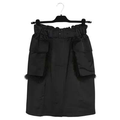 Pre-owned Simone Rocha Jupe Fr38 Black Cotton Satin And Feathers Skirt Uk10 Us8