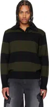 Simone Rocha Striped Embellished-collar Polo Shirt In Green
