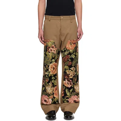 Simone Rocha Khaki Patchwork Workwear Trousers In Multi