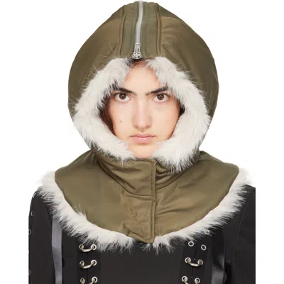 Simone Rocha Khaki Split Faux Fur Zip Hood In Khaki/blonde