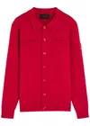 Simone Rocha Knit Workwear Crystal-embellished Wool Jacket In Red