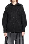 Simone Rocha Black Sculpted Chunky Knit Cardigan In Black
