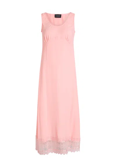 Simone Rocha Lace-hem Crepe De Chine Midi Slip Dress In Pink