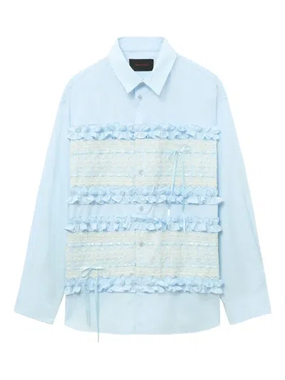 Simone Rocha Lace-insert Ruffled Shirt In Blue