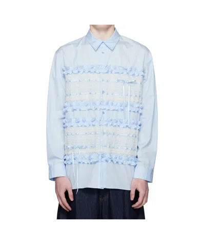 SIMONE ROCHA LACE-INSERT RUFFLED SHIRT