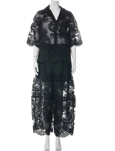 Pre-owned Simone Rocha Lace Lace Pattern Pant Set In Black