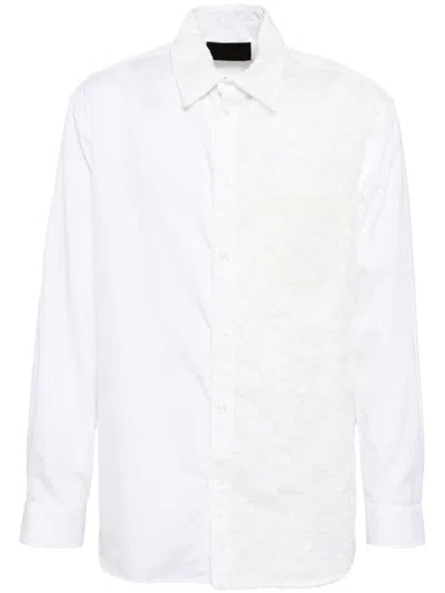 Simone Rocha Carnation Bow-embroidered Cotton-poplin Shirt In White