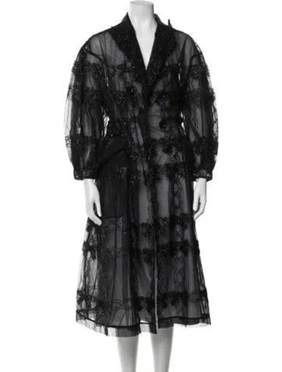 Pre-owned Simone Rocha Lace Pattern Coat W/ Tags In Black