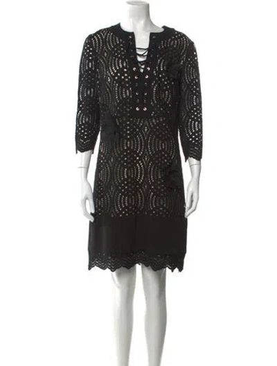 Pre-owned Simone Rocha Lace Pattern Knee-length Dress In Black