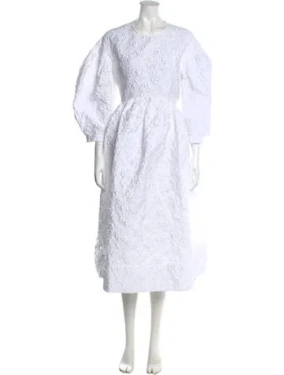 Pre-owned Simone Rocha Lace Pattern Long Dress In White