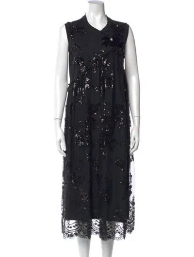 Pre-owned Simone Rocha Lace Pattern Midi Length Dress In Black