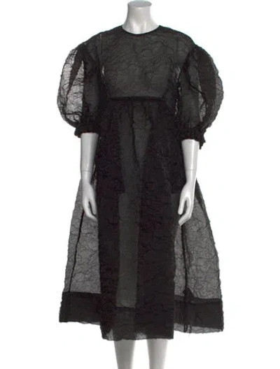 Pre-owned Simone Rocha Lace Pattern Midi Length Dress In Black