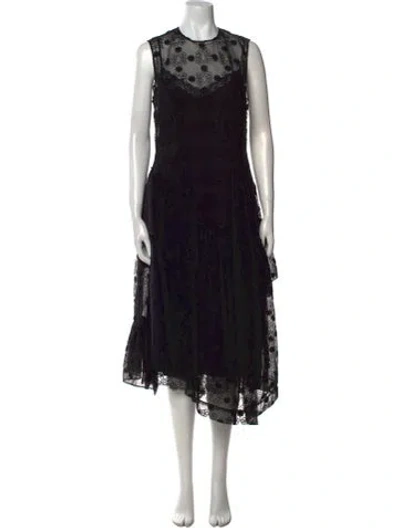 Pre-owned Simone Rocha Lace Pattern Midi Length Dress In Black