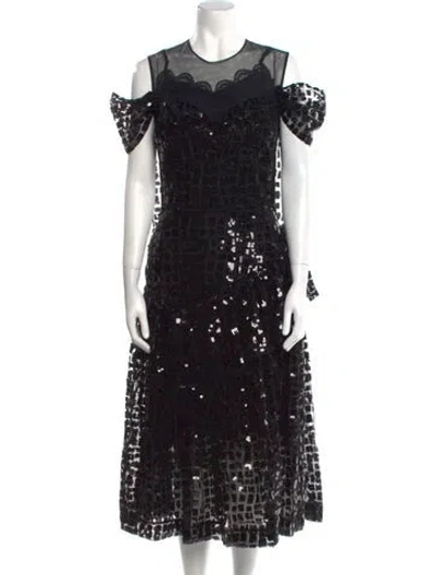 Pre-owned Simone Rocha Lace Pattern Midi Length Dress In Black
