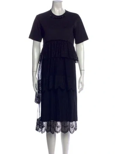 Pre-owned Simone Rocha Lace Pattern Midi Length Dress In Black