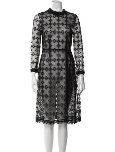 Pre-owned Simone Rocha Lace Pattern Midi Length Dress In Black