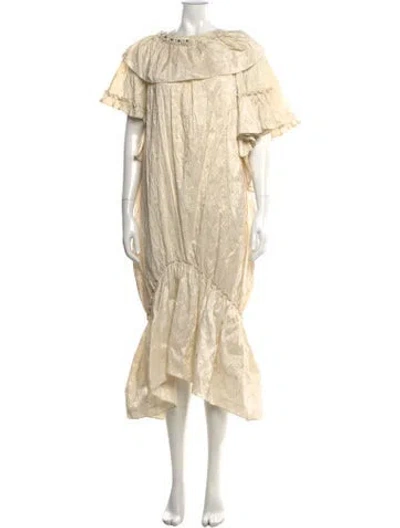 Pre-owned Simone Rocha Lace Pattern Midi Length Dress In Neutral