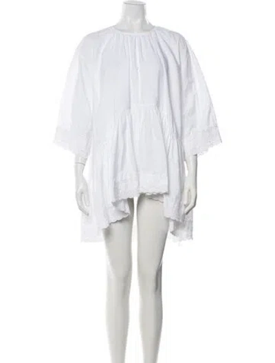Pre-owned Simone Rocha Lace Pattern Midi Length Dress In White