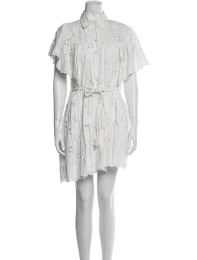 Pre-owned Simone Rocha Lace Pattern Mini Dress In White
