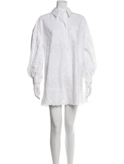 Pre-owned Simone Rocha Lace Pattern Mini Dress In White