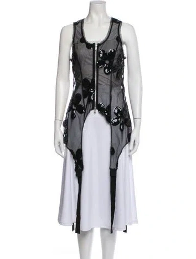 Pre-owned Simone Rocha Lace Pattern Vest In Black
