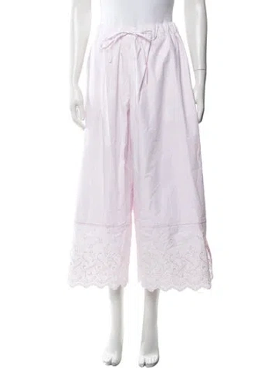 Pre-owned Simone Rocha Lace Pattern Wide Leg Pants In Pink