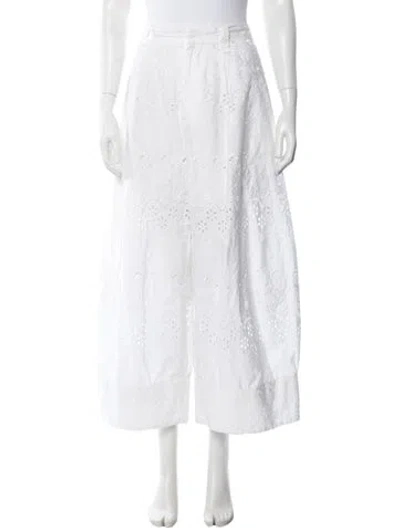 Pre-owned Simone Rocha Lace Pattern Wide Leg Pants In White