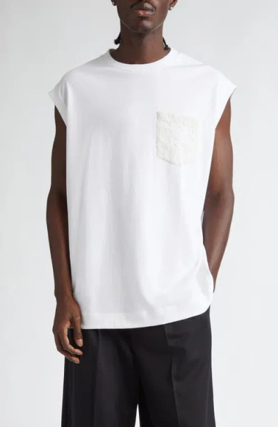 Simone Rocha Lace Pocket Oversize Tank Top In White/ivory