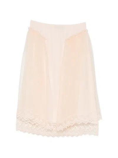 Simone Rocha Lace-trim Hip-detail Midi Skirt In Pink