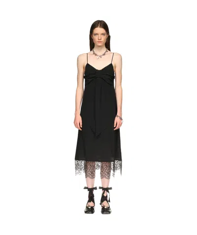 Simone Rocha Floral-jacquard Silk-satin Midi Slip Dress In Black