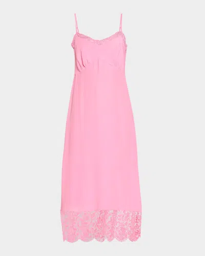 Simone Rocha Lace-trim Slip Dress In Bright Pink