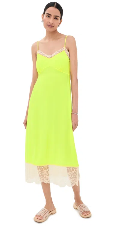 Simone Rocha Lace Trim Slip Dress Fluoro In Yellow