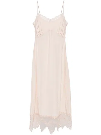 Simone Rocha Powder-pink Silk-blend Crepe De Chine Dress By . Straight Cut. Adjustable In White