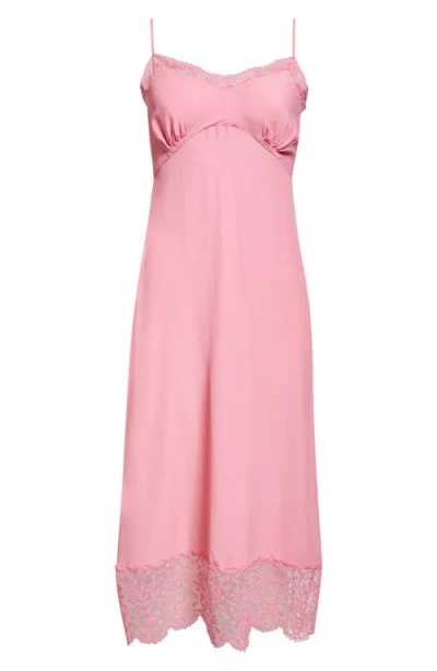 Simone Rocha Lace Trim Slipdress In Bright Pink