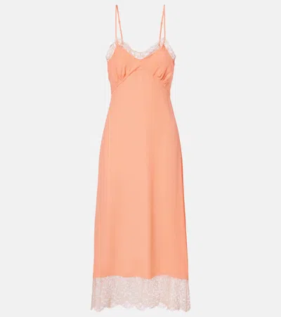 Simone Rocha Lace-trimmed Crêpe De Chine Slip Dress In Orange