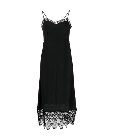 Simone Rocha Floral-jacquard Silk-satin Midi Slip Dress In Black
