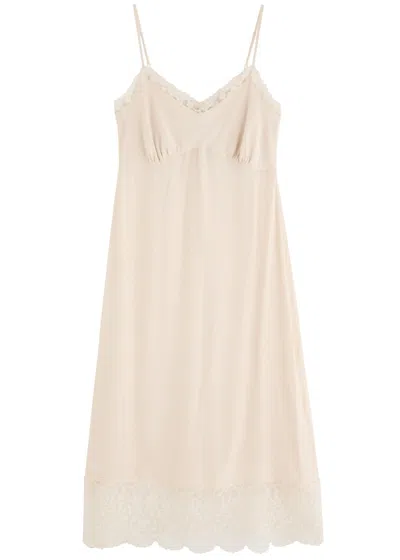 Simone Rocha Lace-trimmed Midi Dress In Nude