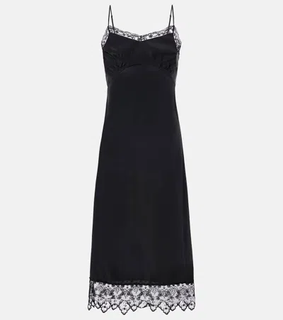 Simone Rocha Floral-jacquard Silk-satin Midi Slip Dress In Black