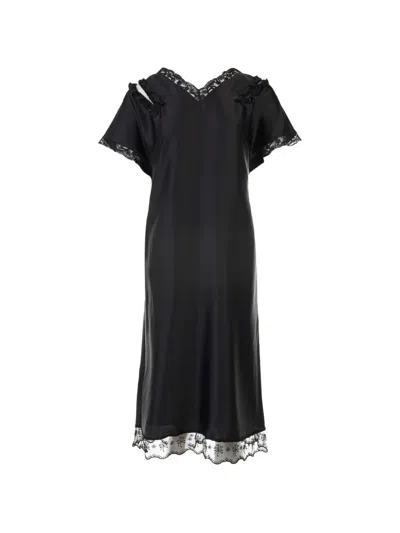 Simone Rocha Lace-trim Cut-out Midi Dress In Black