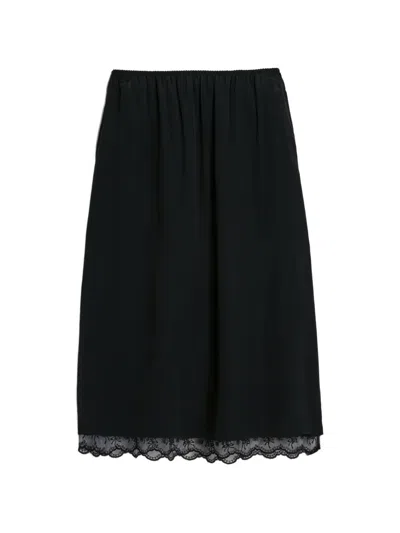 Simone Rocha Negligee Lace-trim Midi Skirt In Black
