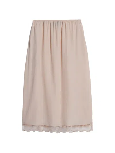 Simone Rocha Lace-trim Negligee Midi Skirt In Neutral