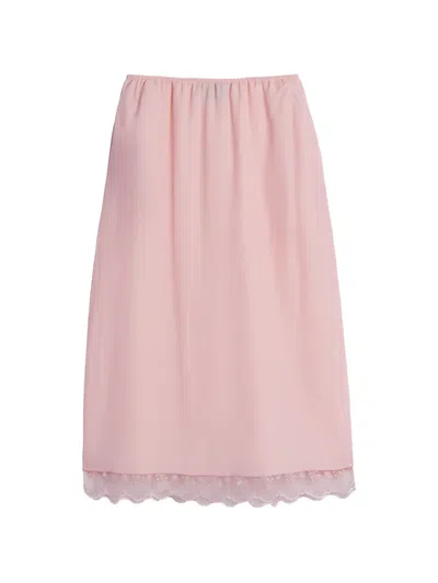 Simone Rocha Lace-trim Negligee Midi Skirt In Pink